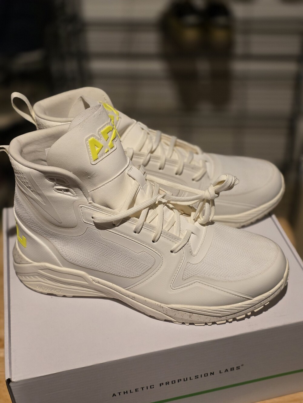 APL White High-Top Boots with Neon Yellow Accents - Picture 4 of 10